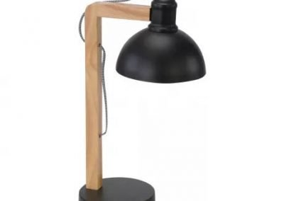 Lámpara de mesa negro madera y metal